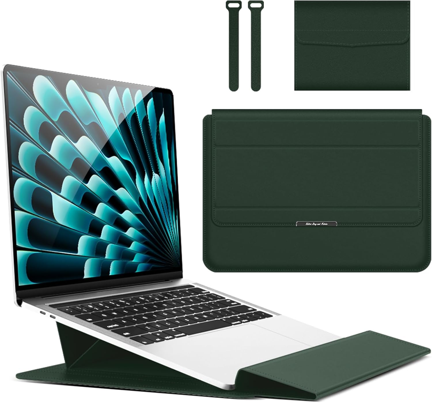 13-14 Inch Laptop Case with Stand for MacBook Air 13 M3/M2/M1 A3113 A2681 A2337, MacBook Pro 14 M4/M4 Pro/M4 Max A3112 A3401 A3185 A2992 A2918 A27 79 with Accessories Bag Green