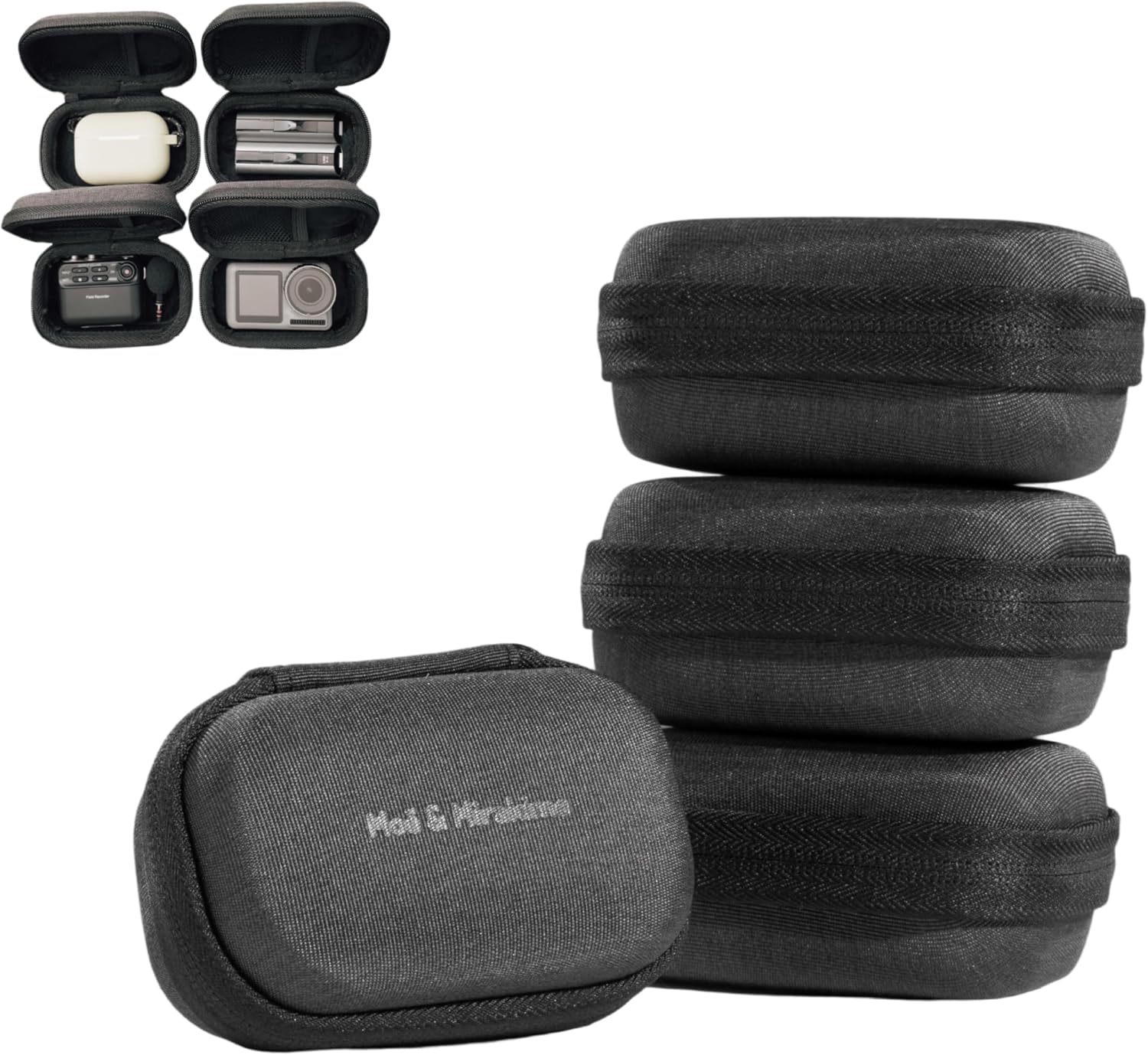 Organiser Pouch Set Accessories Carry Case Storage Hard Case Organiser Bag for Accessories, Cords, Action Camera, Chargers, Phone, SD Card, Usbs, Bluetooth in-Ear Headphones, etc