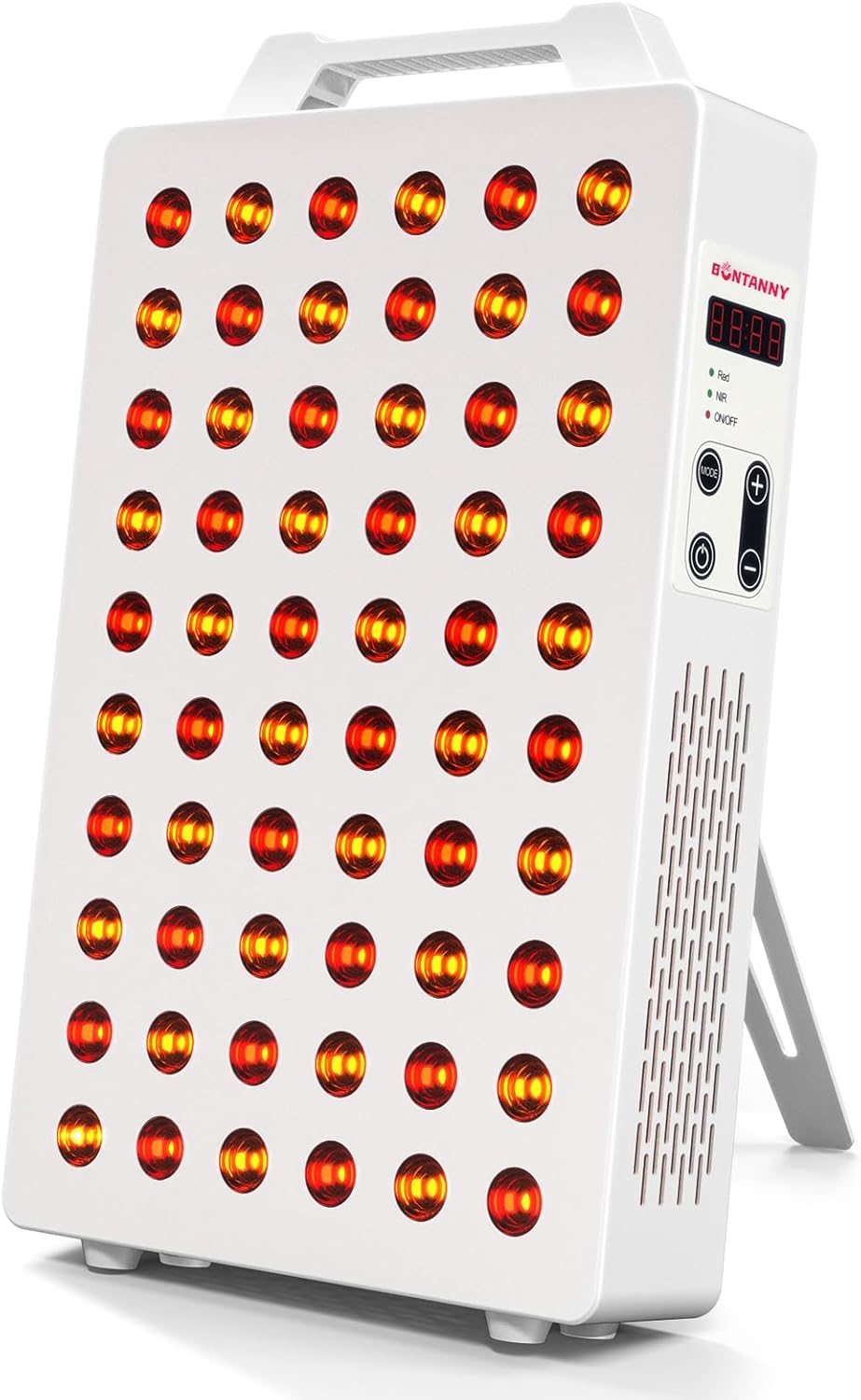 BONTANNY Red Light Device BO-300 White, 630nm 660nm 810nm 830nm 850nm 5-Wavelength Panel with 60 Dual Chip LEDs, Timer & Stand