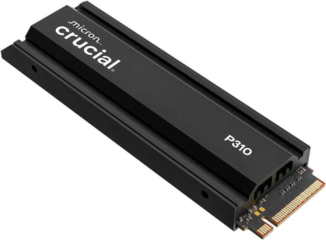 Crucial P310 1TB PCIe Gen4 2280 NVMe M.2 SSD with heatsink Up to 7,100MB/s – with Acronis Offer, Internal Solid State Drive (PC) – CT1000P310SSD5-01