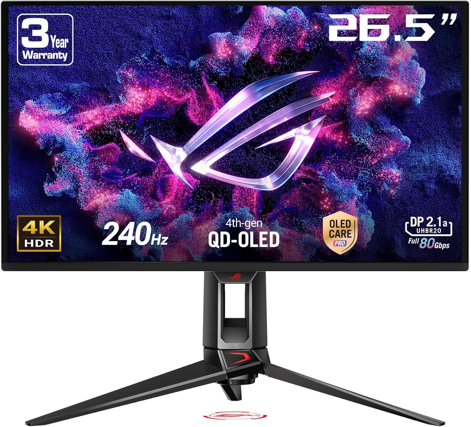 MSI MPG 272URX QD-OLED 27" 4K UHD Gaming Monitor — 3840x2160 240Hz, 0.03ms, DCI-P3 99%, DisplayHDR True Black 400, USB-C 98W PD, HDMI 2.1, DP 2.1a