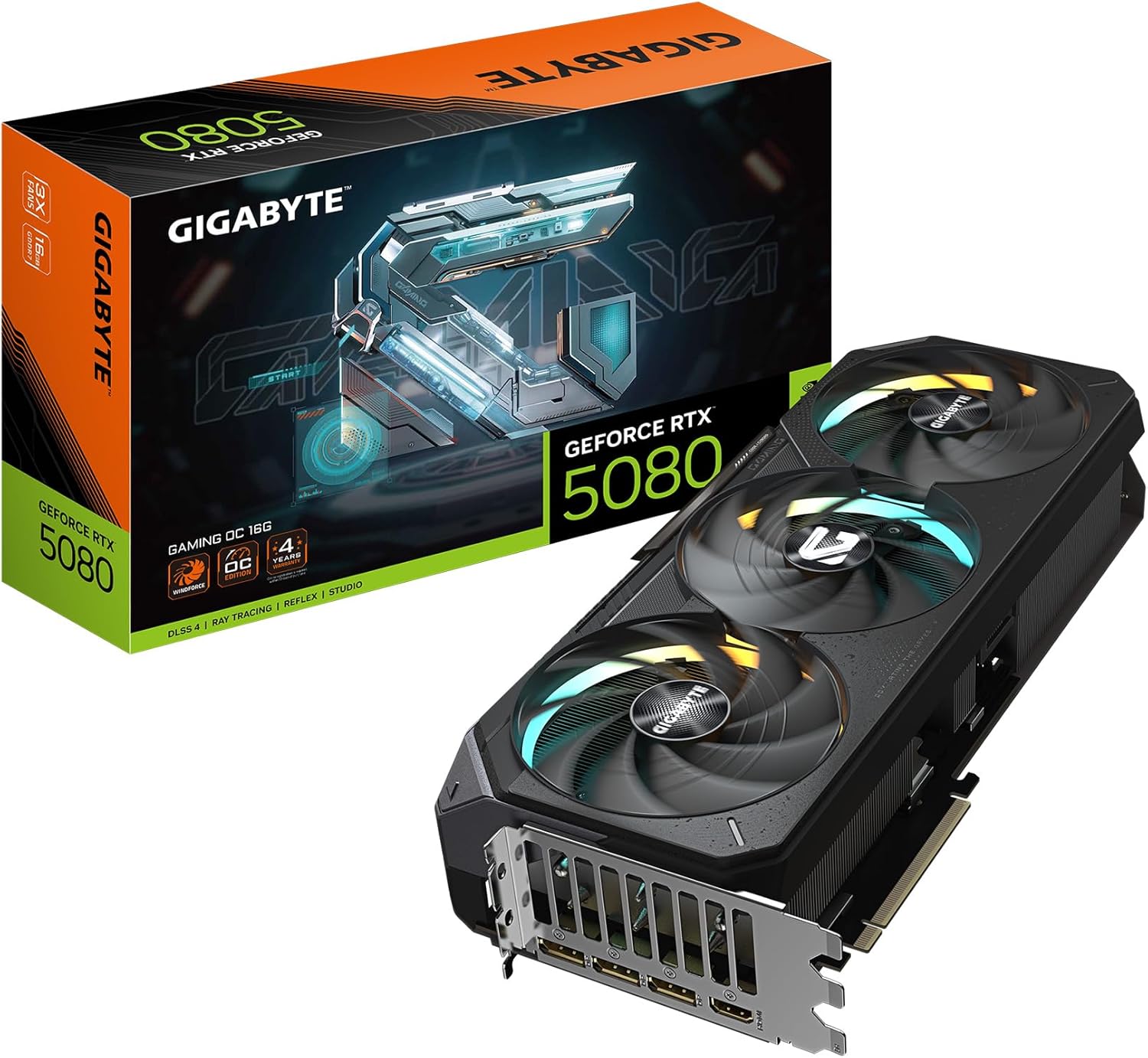 GIGABYTE GeForce RTX 5080 Gaming OC 16G Graphics Card — WINDFORCE Cooling, 16GB 256-bit GDDR7, GV-N5080GAMING OC-16GD