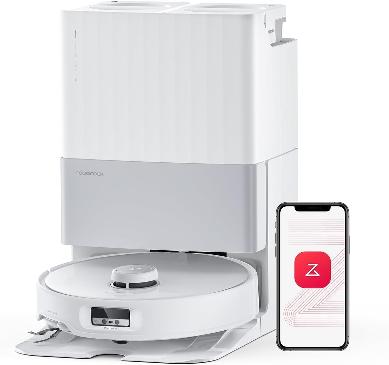 Roborock Qrevo Edge Robot Vacuum and Mop, 18,500Pa Suction, Zero-Tangling, FlexiArm Arc Side Brush, FlexiArm Mop, AdaptiLift Chassis, 17mm Mop Lifting, Hot Water Mop Washing & Drying, Self-Emptying