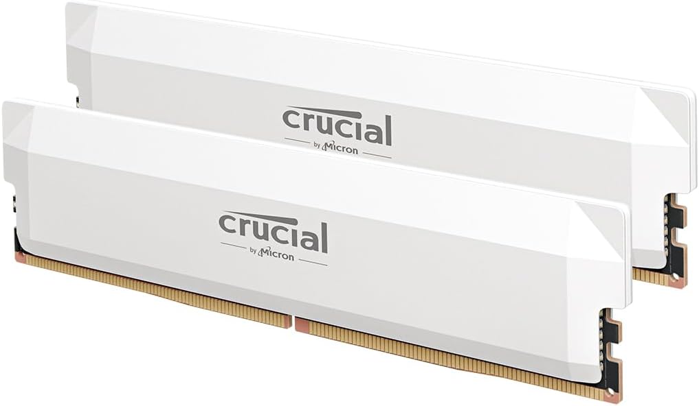 Crucial Pro CP2K32G64C40U5W DDR5 RAM 64GB Kit (2x32GB) 6400MHz CL40, Overclocking Gaming, Intel XMP 3.0 / AMD Expo, PC Computer Memory Module 64GB DDR5, White