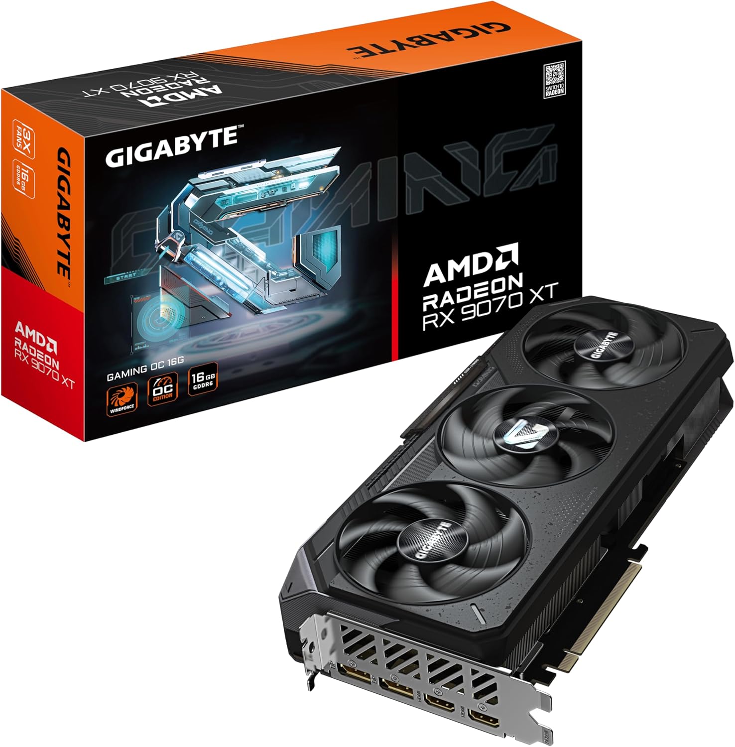 Gigabyte Radeon RX 9070 XT Gaming OC 16G Graphics Card — 16GB GDDR6 256-bit, PCI-E 5.0, 3060MHz Core Clock, 2x DP, 2x HDMI, GV-R9070XTGAMING OC-16GD