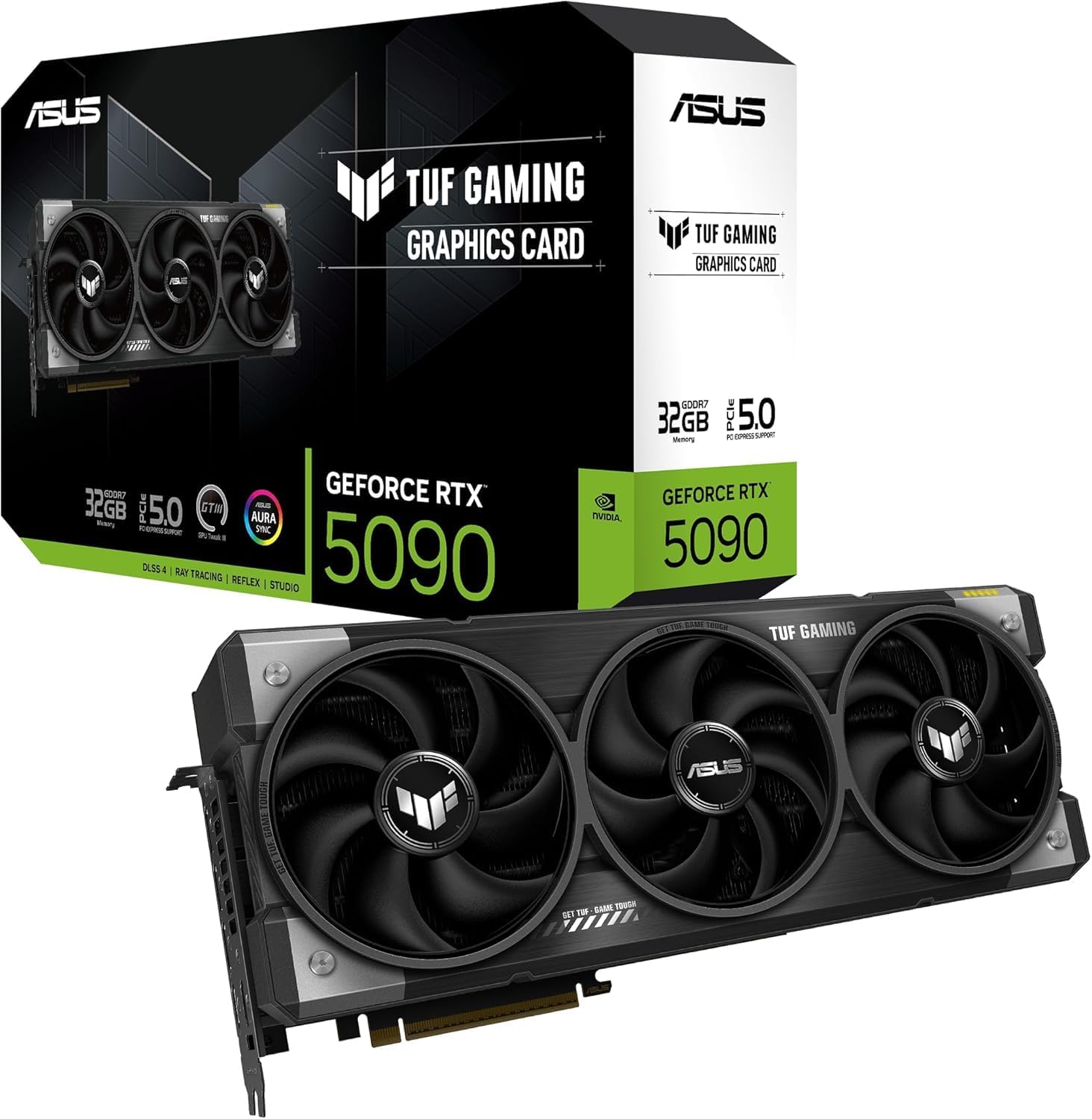 ASUS TUF Gaming GeForce RTX 5090 32GB GDDR7 Graphics Card (PCIe 5.0, 3.6-Slot, 2X HDMI 2.1b, 3X DisplayPort 2.1a, TUF-RTX5090-32G-GAMING)