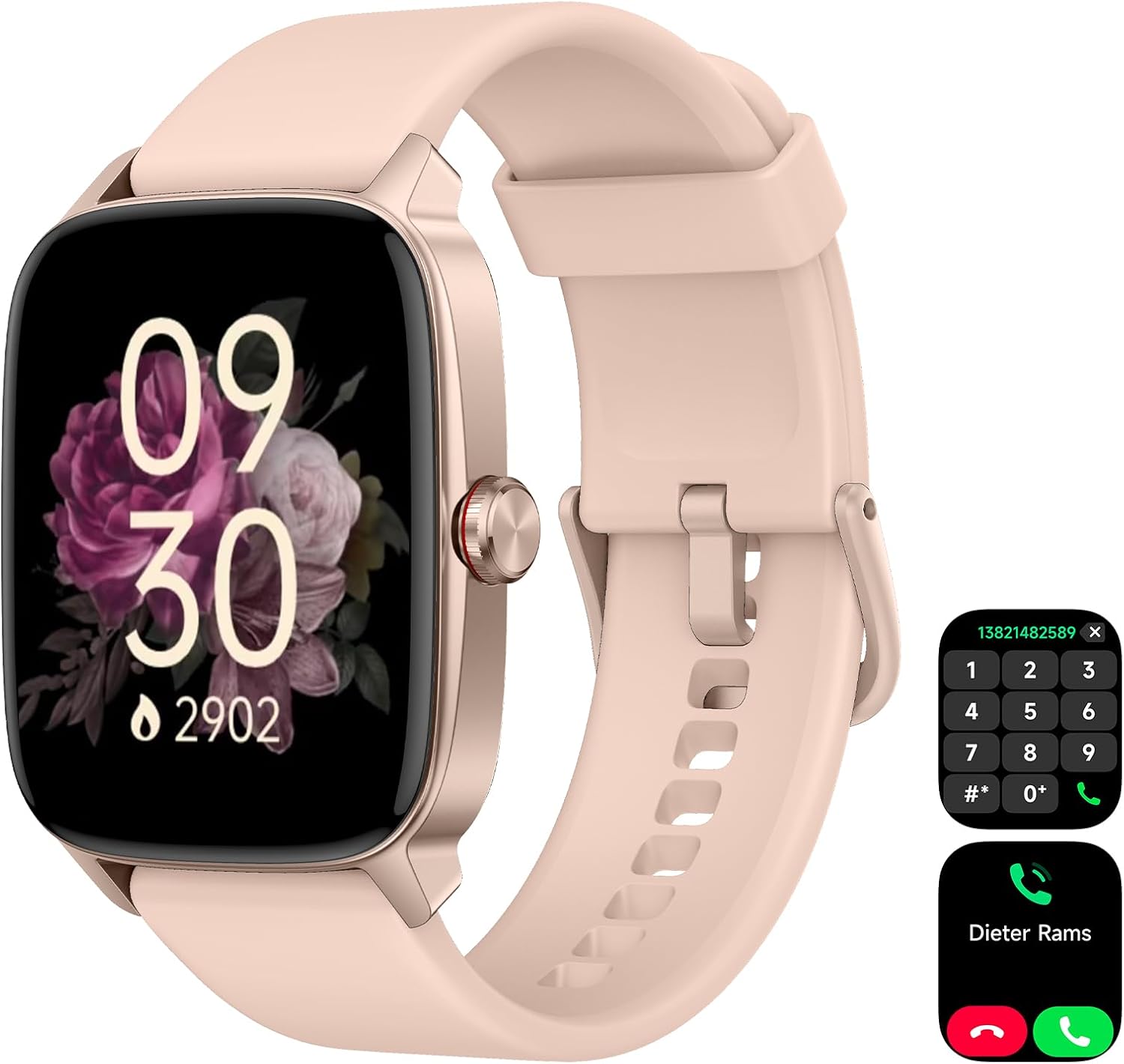 Smart Watch for Men Women, IP68 Waterproof, Bluetooth Calling, Fitness Tracker, Sleep Monitoring, 1.85'' DIY Dial, AI Built-in, 100+ Sports Modes, Smartwatch for Android iPhone（Pink）