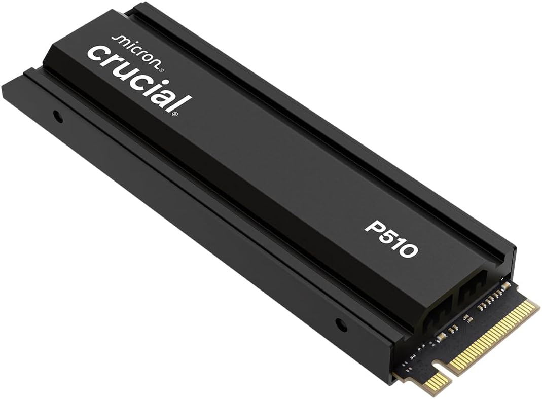 Crucial P510 2TB Gen5 NVMe SSD with Heatsink, Up to 10,000 MB/s, PCIe 5.0 M.2 2280 SSD, Internal Solid State Drive, Compatible with Desktop, & PS5, +Acronis Software - CT2000P510SSD5-01