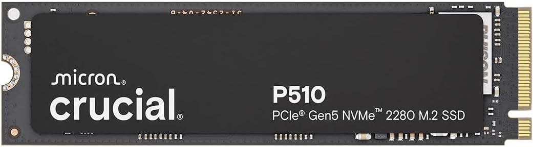 Crucial P510 2TB Gen5 NVMe SSD, Up to 10,000 MB/s, PCIe 5.0 M.2 2280 SSD, Internal Solid State Drive, Compatible with Laptop, Desktop, +Acronis Software - CT2000P510SSD8-01