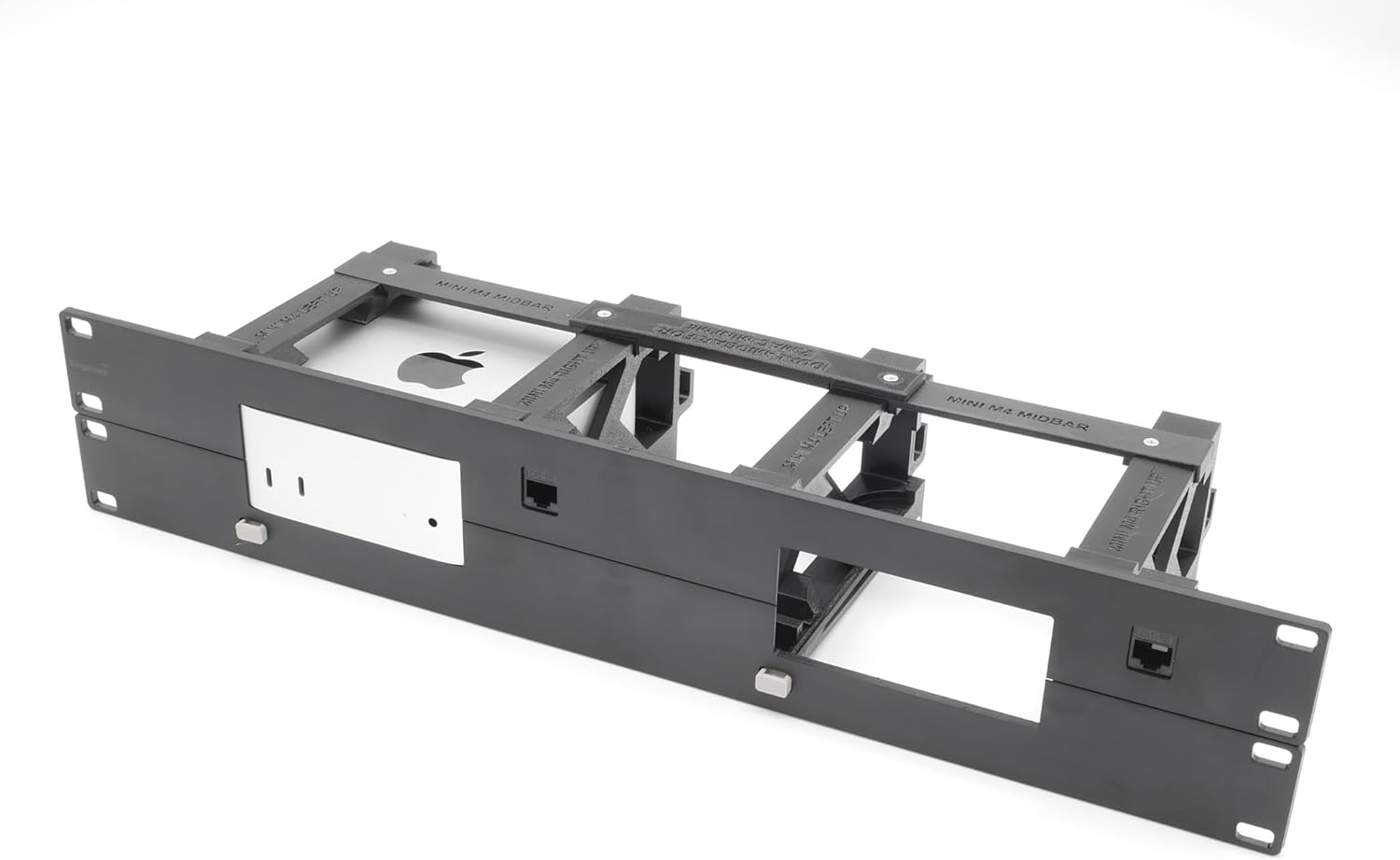 thingsNrack Rack Mount for 2 pcs Apple mac Mini M4 with Remote on/Off Button and 2X RJ45 ethernet Keystones (2X mac Mini M4)