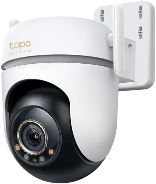 Tapo TP-Link Pan/Tilt Outdoor Security Wi-Fi Camera, Flexible Connections, 3K, Starlight Night Vision, 360°, Free Smart AI Detection/Tracking, IP66, Sound & Light Alarm, Local Storage (TC43)