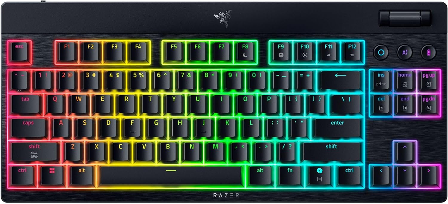 Razer BlackWidow V4 Tenkeyless HyperSpeed - Wireless Hot-Swap Gaming Keyboard, Low Profile Yellow Switch