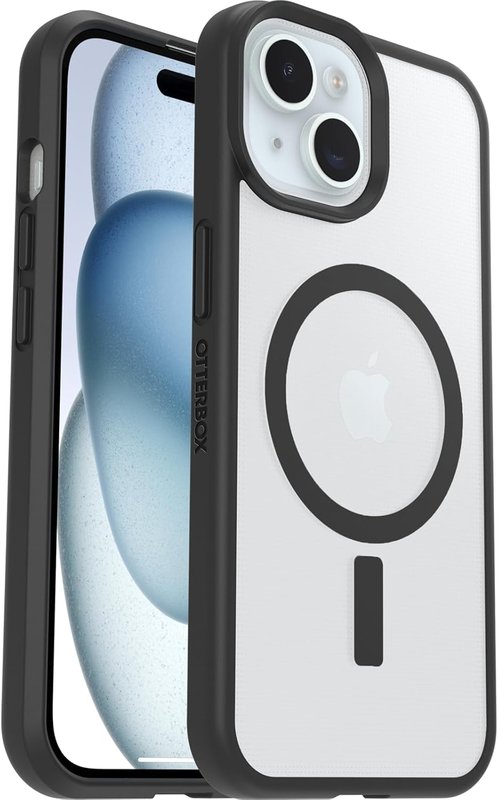 OtterBox Sleek Series MagSafe Case for iPhone 16e, 15, 14, 13, Shockproof, Drop Proof, Ultra-Slim, Protective Thin Case, Tested to Military Standard, Clear/Black, Non-Retail Packaging