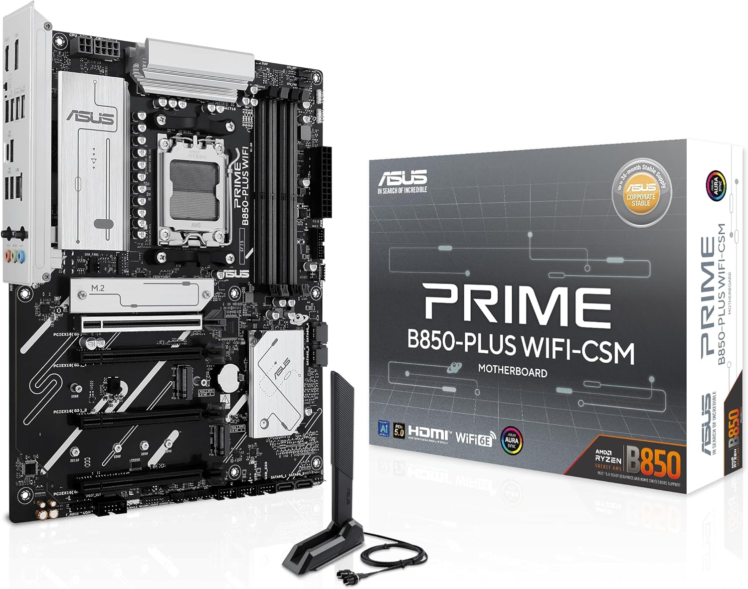 ASUS Prime B850-PLUS WiFi-CSM AMD AM5 Ryzen 9000 & 8000 & 7000 Series Compatible with B850 ATX Motherboard/Domestic Authorized Dealer