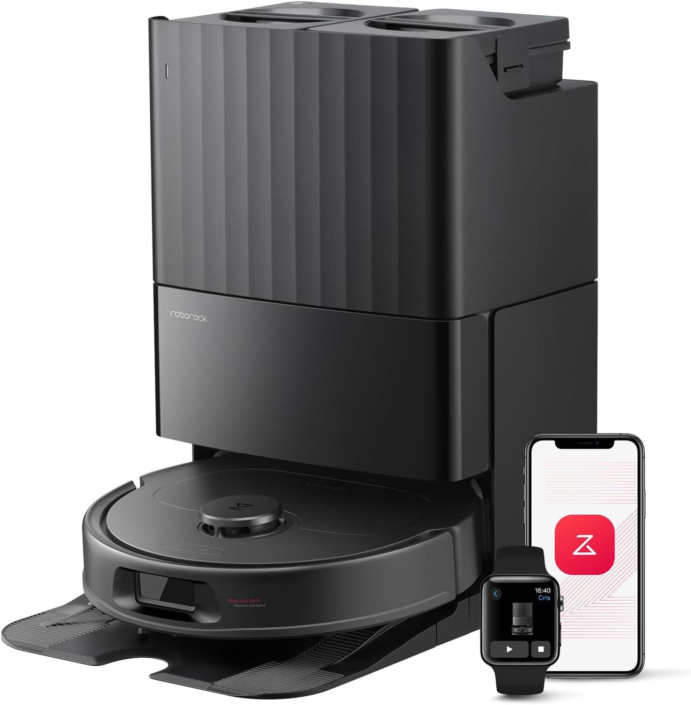 Roborock Qrevo L Robot Vacuum and Mop, All-in-One Dock, 10,000Pa Suction, Self Emptying & Refilling, Self Mop Washing & Air Drying, Anti-Tangle Brush, Black