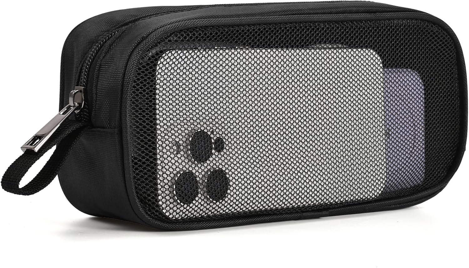 Breathable Mesh Nylon Travel Organizer - Portable Cable & Tool Case for Laptop Charger, Mouse, Power Bank, USB Cords, Adapters, Small Tools & Cosmetics, Compact & Lightweight, Black, Black, Office