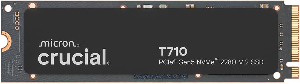 Crucial T710 SSD 4TB M.2 NVMe PCIe 5.0 x4 Gen5, up to 14,500 MB/s Read, 13,800 MB/s Write, for Laptop and Desktop PC, TLC NAND, Internal Hard Drive - CT4000T710SSD8-01
