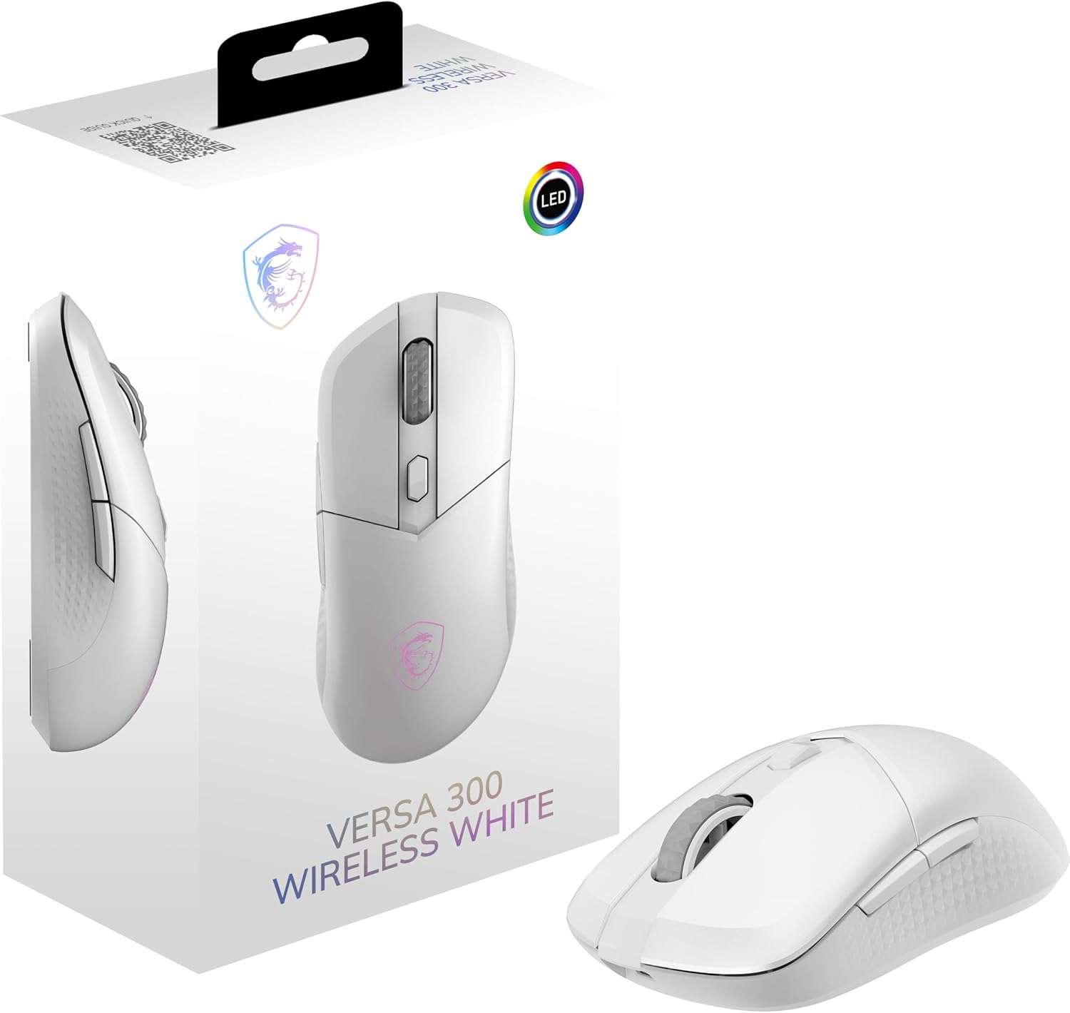 MSI Versa MS0757 300 W White Wireless Gaming Mouse, Lightweight, 2.1 oz (60 g), Wired Wireless, Symmetrical,