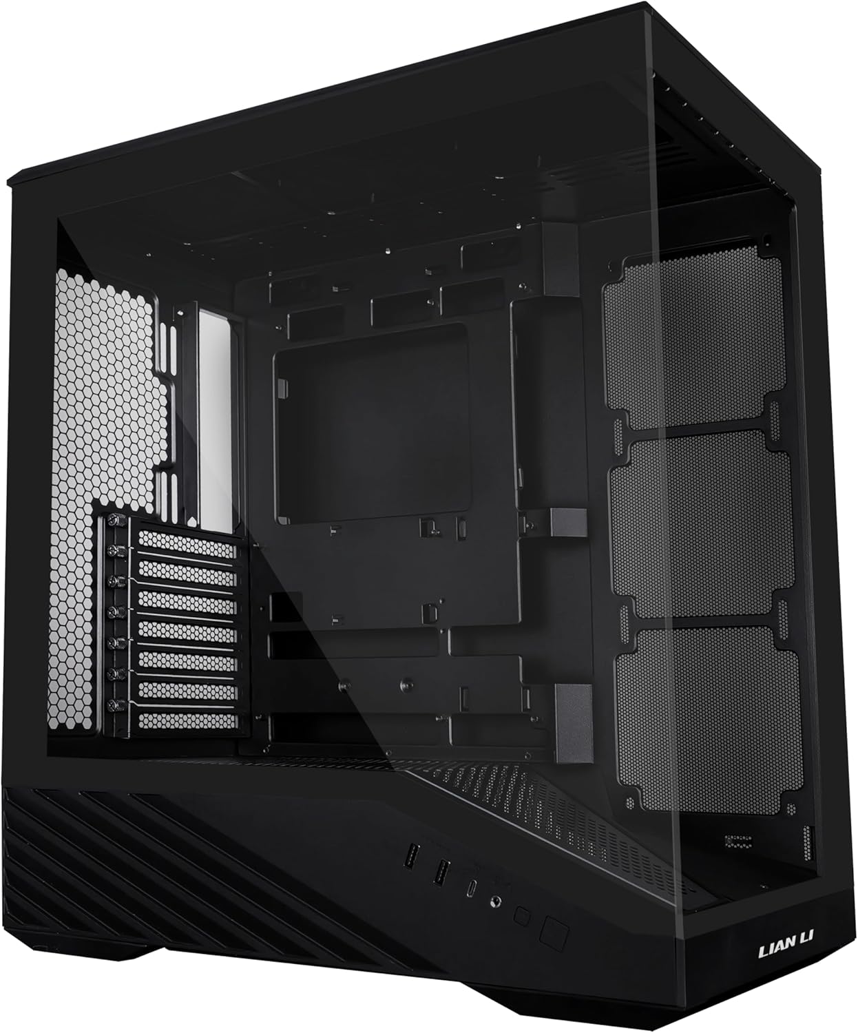 Lian Li V100 ATX Mid-Tower PC Case, LED RGB Strip, Display Platform Design with Tempered Glass, Support 420mm GPUs, 360mm Radiator, Side I/O & Optimized Airflow,Black (V100X)(Black, W/o RGB Fans)