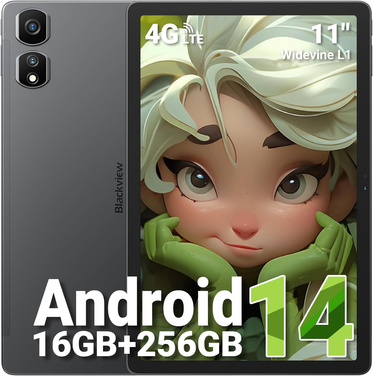 Blackview Tablet 11 Inch Android 15 Gemini AI, 24GB RAM + 256GB ROM (2TB TF)/8200mAh Battery/1920 * 1200 FHD IPS Widevide L1/PC Mode/Face ID/Octa-Core Gaming Tablet with Case