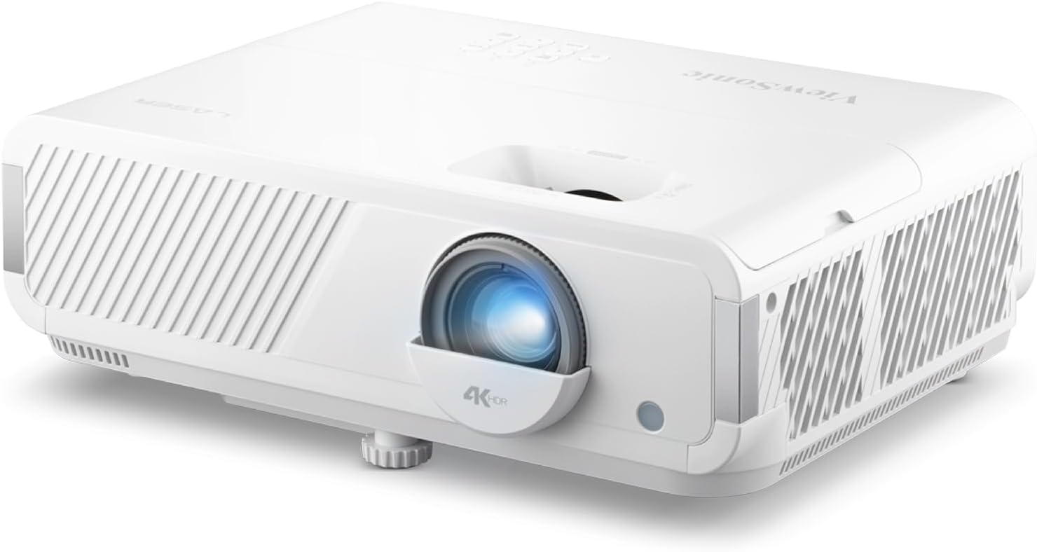 ViewSonic LX720-4K Real 4K Projector with Integrated Google TV, 3500 ANSI Lumens, HDR & HLG, 1.3X Optical Zoom, 2.9 ms Input Delay, Auto H/V Keystone, Laser Projector for Home Cinema & Gaming