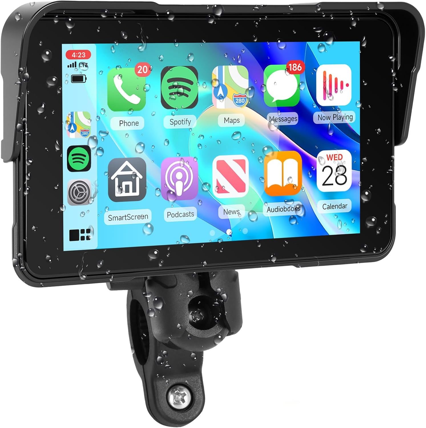 VECHTEL Motorcycle Navigation Wireless CarPlay and Android Car by Moto, 5 Inch HD Touchscreen GPS Navigation for Motorcycle with IP68 Waterproof Dual Bluetooth Assistant Siri/GOO-gle TPMS Type-C/TF