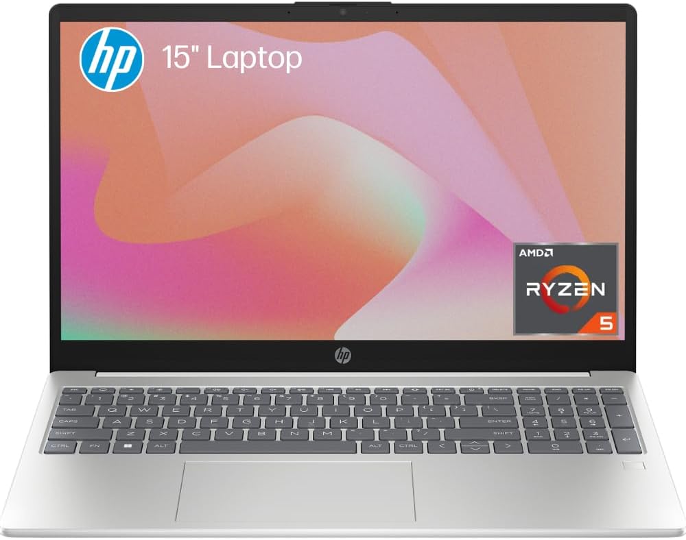 HP Laptop 15" Laptop, FHD Display, AMD Ryzen™ 5 Processor, 8GB RAM, 512GB SSD, Windows 11 Home, Wi-Fi 6, Bluetooth® 5.3, Jet Black, C5AY7PA