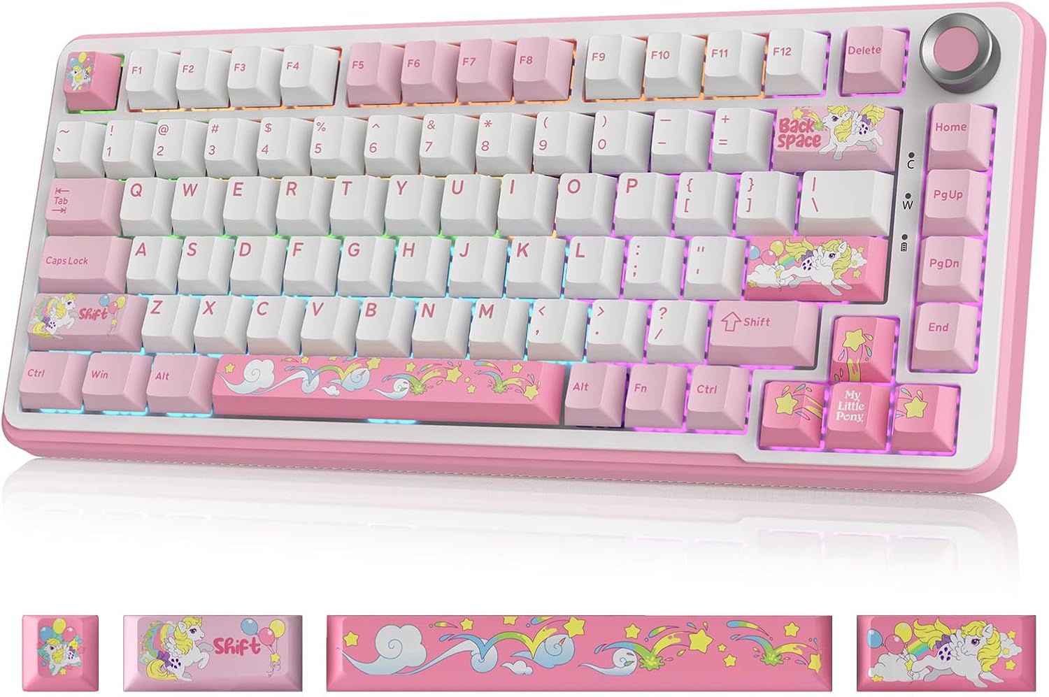My Little Pony Wireless Mechanical Keyboard - 81 Keys RGB Gaming Keyboard with Custom Linear Switches, Hot-Swap & Knob Control, Triple Connection (BT5.0/USB-C/2.4GHz), Compact for Work & Gaming