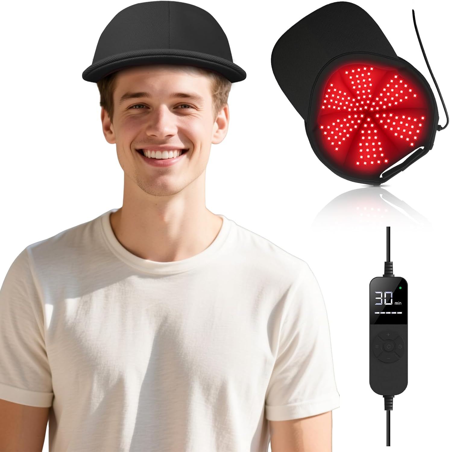 LLLT Laser Hair Cap for Hair Loss - Red Light & Infrared (660nm/850nm/940nm) with Pulse Function, 5 Modes & Timer | Hair Growth Therapy Cap for Men & Women, Promotes Hair Growth & Relieves Scalp