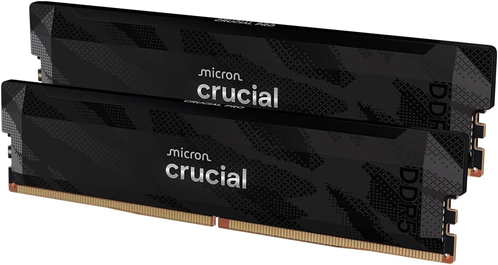 Crucial Pro DDR5 RAM 32GB Kit (2x16GB) 6400MHz CL32, Gaming PC Memory, Intel XMP 3.0 / AMD Expo, Black - CP2K16G64C32U5B