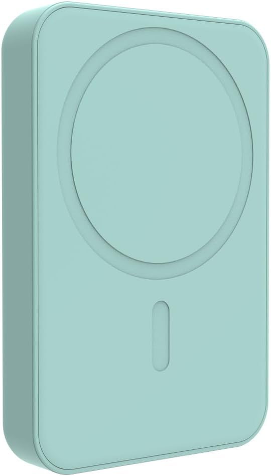 Laser 5000mAh Slim Magnetic Wireless Power Bank – 15W MagSafe Compatible Portable Charger with USB-C Fast Charging – Pocket Battery Pack for Phone, Earbuds & Travel (Aquatic Awe)