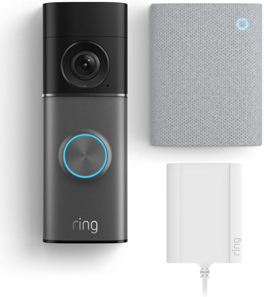 New Ring Wired Video Doorbell Pro (3rd Gen) Plug-In + Chime (3rd Gen) | Smart Doorbell Camera with Retinal 4K, up to 10x Enhanced Zoom | Wide Field of View | 30-day free trial of Ring Protect Plan