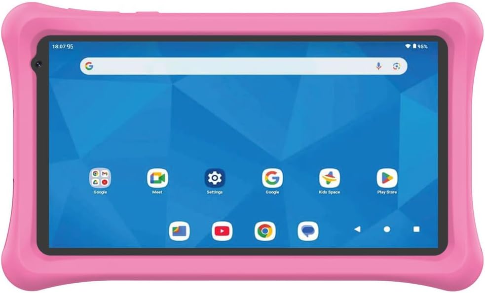 Laser Tablet 7-Inch Android 15 Wi-Fi 6 4GB RAM 64GB Storage USB-C Bluetooth 5.4 IPS Display with Protective Pink Case – Compact and Lightweight