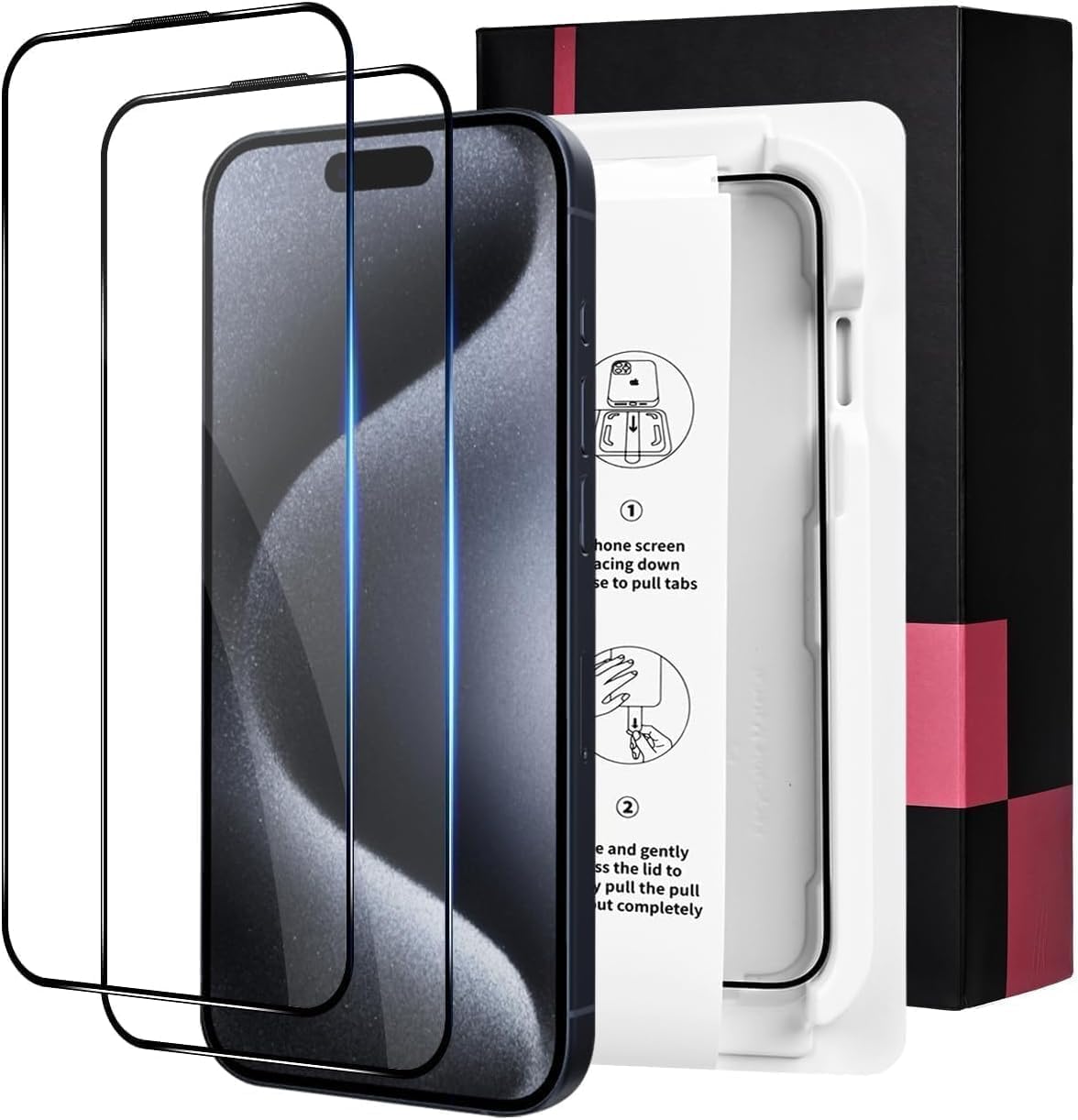 For iPhone 16 Plus Screen Protector (2-Pack), Bubble-and-Dust-Free iPhone HD Tempered Glass, Durable and Drop-Proof with 9H Hardness, Easy Installation Exclusively for iPhone 16Plus 6.7-Inch (IPH 17 PRO)