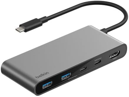 Belkin USB C Hub, 7-in-1 Docking Station, 4K@60Hz, SD, MicroSD, 100W Power Delivery, 5Gbps Data Transfer, USB-C Adapter for MacBook, iPad Pro, Chromebook etc, Upgraded HDMI 2.0 - Black