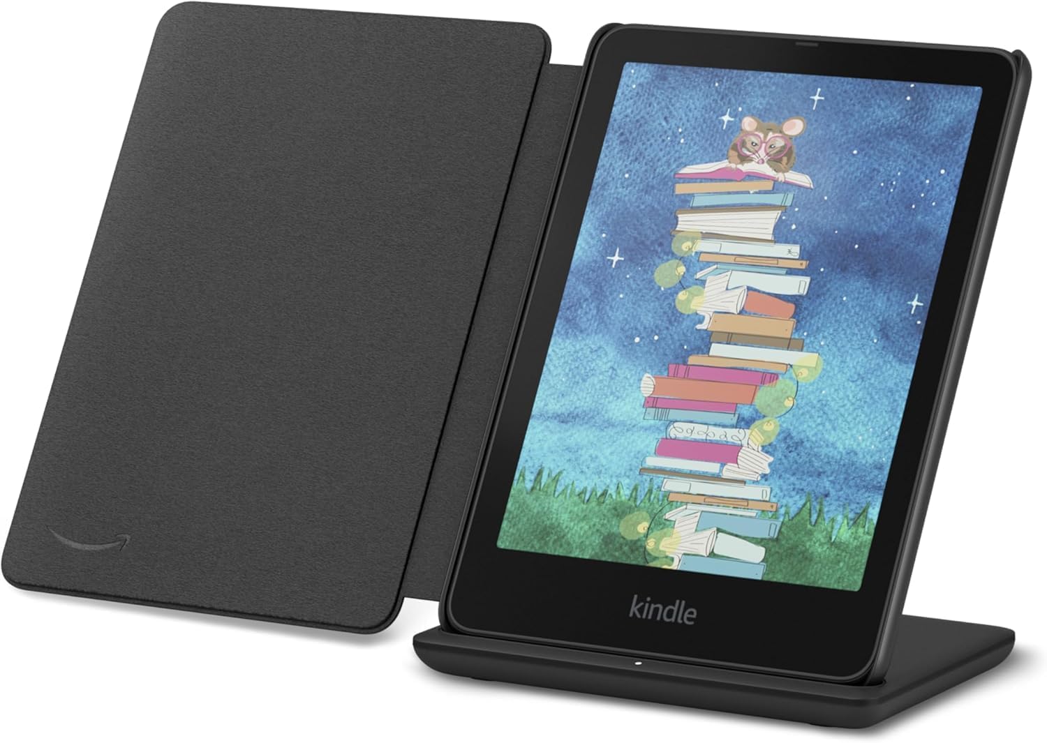 Kindle Colorsoft Essentials Bundle including Amazon Kindle Colorsoft (32 GB) - Black, Premium Leather Case - Walnut and Wireless Charging Dock