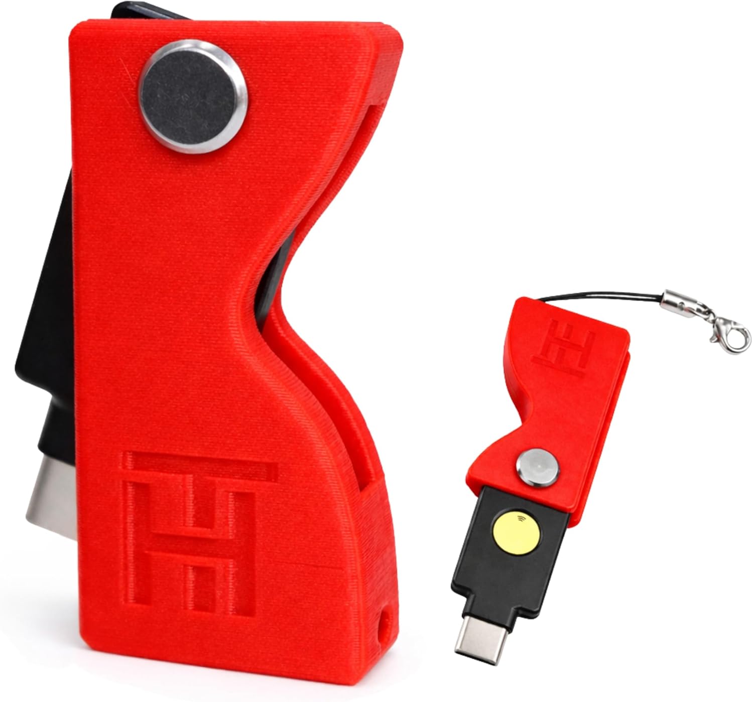 YubiKey 5 NFC and 5C NFC Case with Lanyard Shockproof Durable Plastic Cover with Rotating Design (No Security Key) (Red)