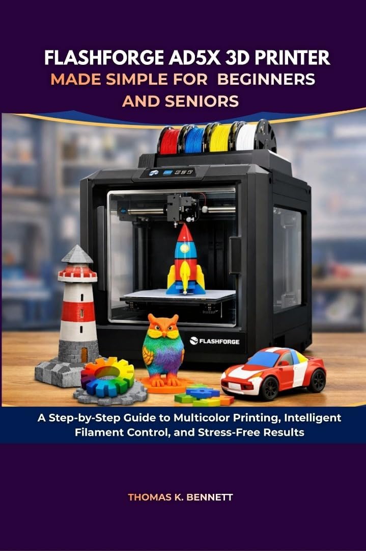 FLASHFORGE AD5X 3D PRINTER MADE SIMPLE FOR BEGINNERS AND SENIORS: A Step-by-Step Guide to Multicolor Printing, Intelligent Filament Control, and Stress-Free Results