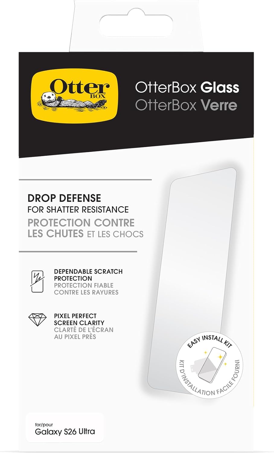 OtterBox Glass Screen Protector for Samsung Galaxy S26 Ultra, 9H Hardness Tempered Glass, Scratch Protection, Drop Defense for Shatter Protection