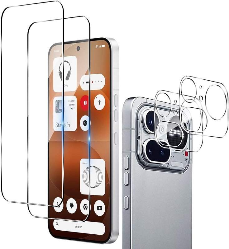 Screen Protector for Nothing Phone (4a) Pro for Tempered Glass, 2 Pieces Protective Film with 2 Pieces Camera Protection, Anti-Scratch Film 9H Hardness HD Protective Glass Screen Film