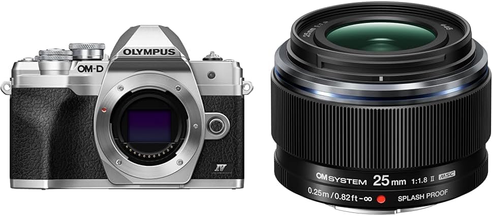 Olympus OM-D E-M10 Mark IV Camera - Silver + OM System M.Zuiko Digital 25mm F1.8 II Lens