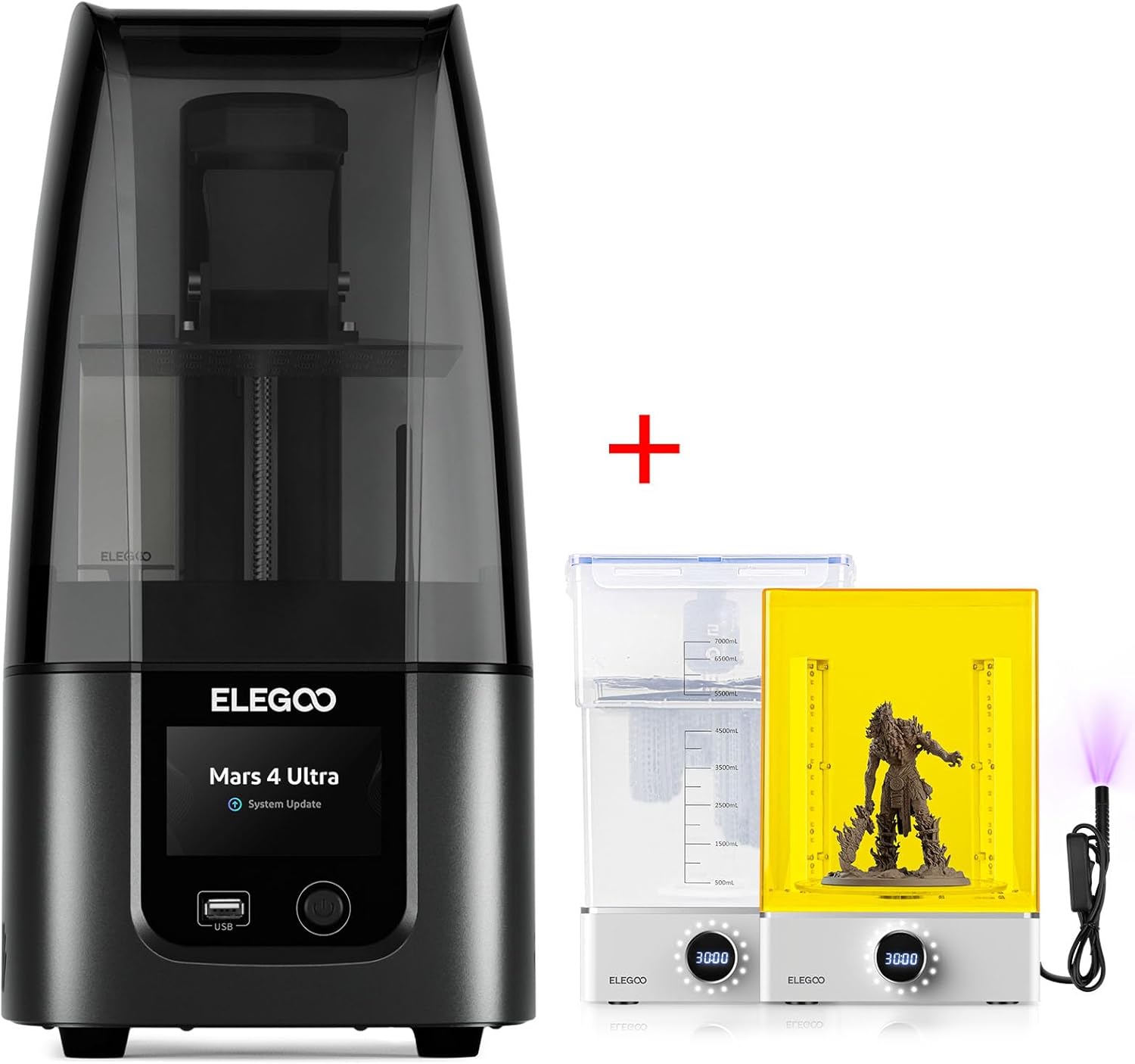 ELEGOO Mars 4 Ultra Resin 3D Printer and ELEGOO Mercury XS Bundle Washing and Curing Station